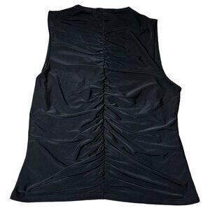 Sleeveless Black Ruched Blouse